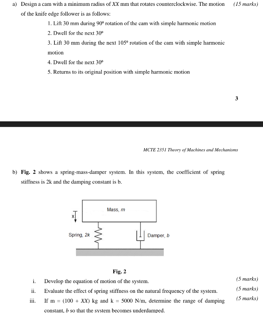 (15 marks) a) Design a cam with a minimum radius of | Chegg.com