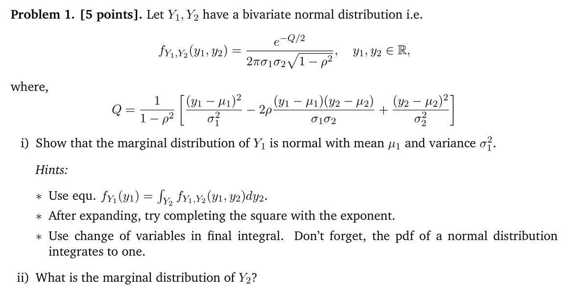 Solved Problem 1. [5 points]. Let \\( Y_{1}, Y_{2} \\) have | Chegg.com