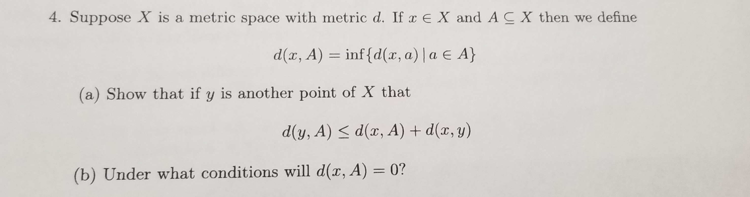 Solved 4 Suppose X Is A Metric Space With Metric D If X Chegg Com