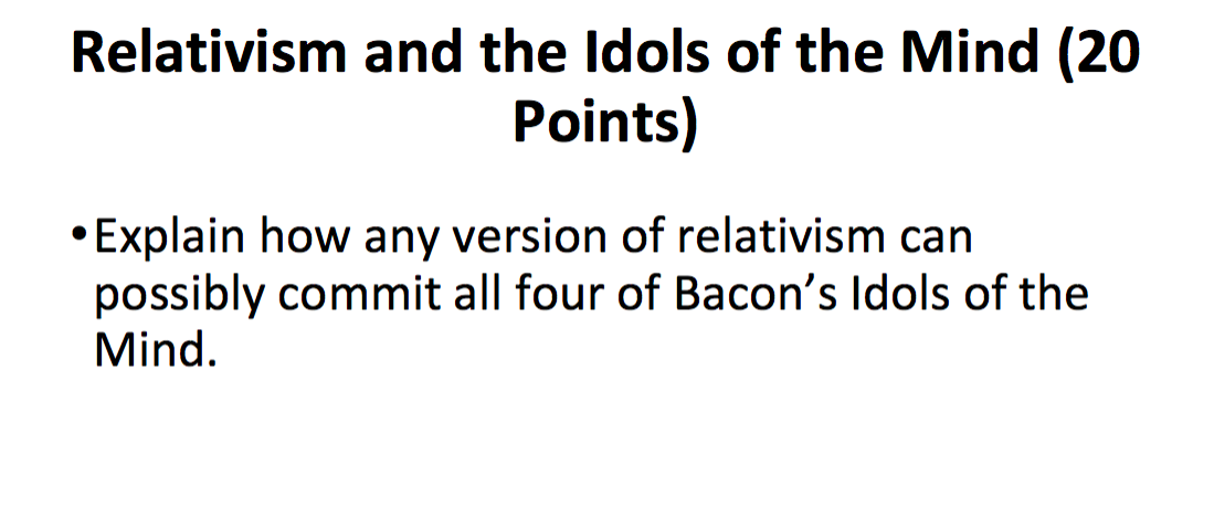 Solved Relativism and the Idols of the Mind (20 Points) | Chegg.com