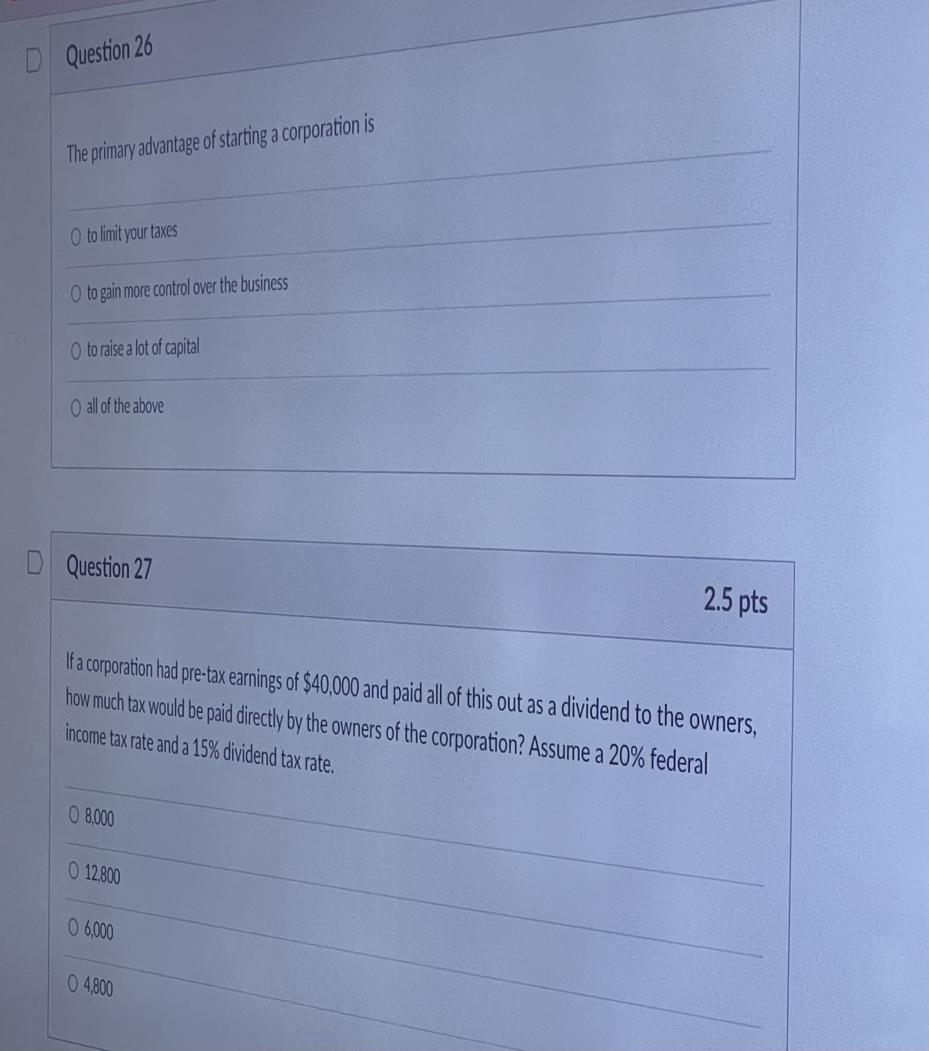 solved-question-26-the-primary-advantage-of-starting-a-chegg