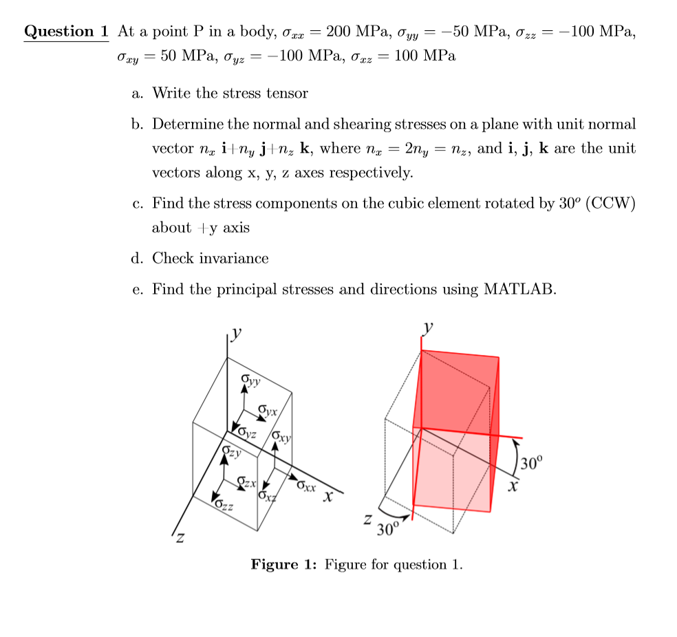 Solved Question 1 ﻿At a point P in a body, | Chegg.com