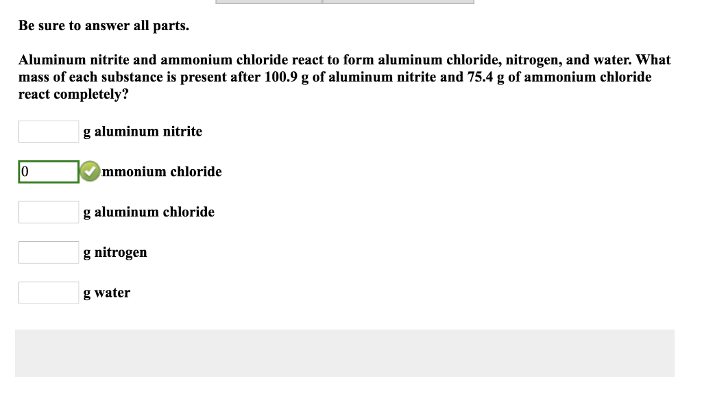 Solved Be sure to answer all parts. Aluminum nitrite and