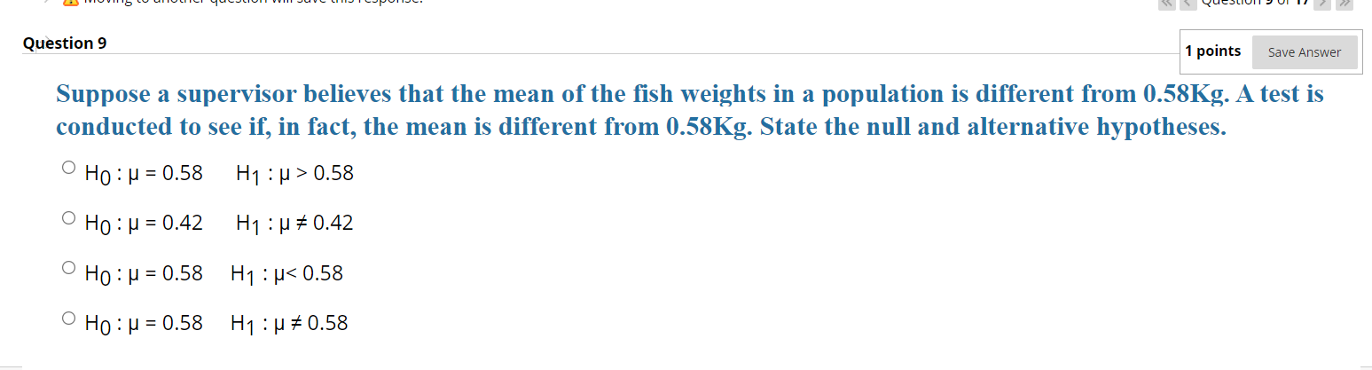 Solved Save Answer Question 9 1 points Suppose a supervisor | Chegg.com