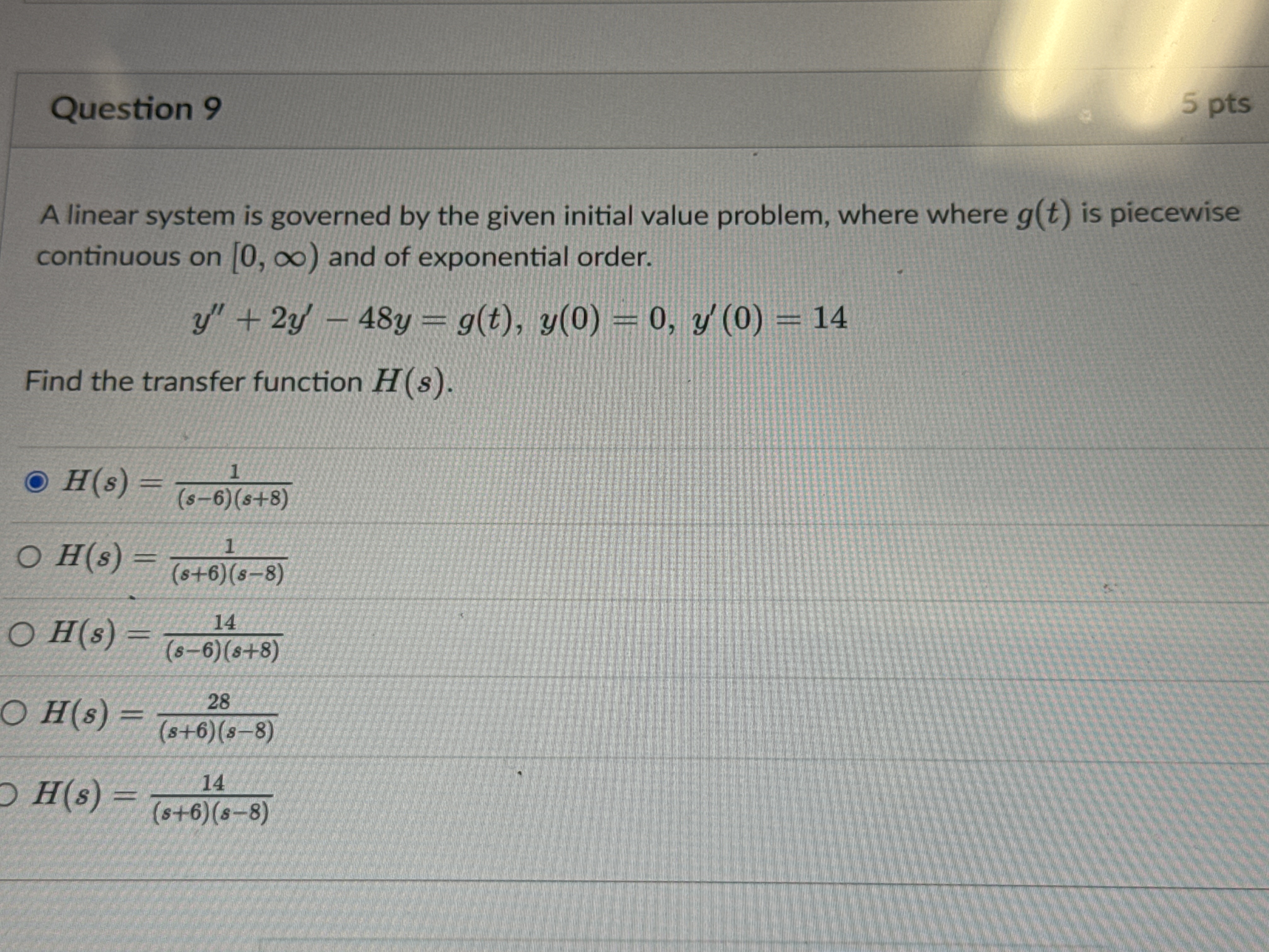 Solved by an EXPERT Question 9A linear system is ﻿governed by ﻿the ...