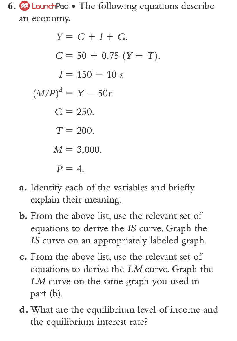 6 Launchpad The Following Equations Describe An Chegg Com