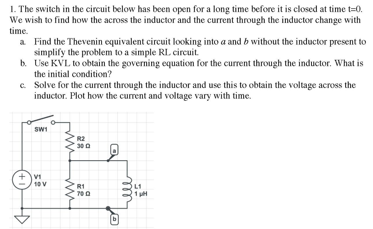 Solved 1. The switch in the circuit below has been open for | Chegg.com