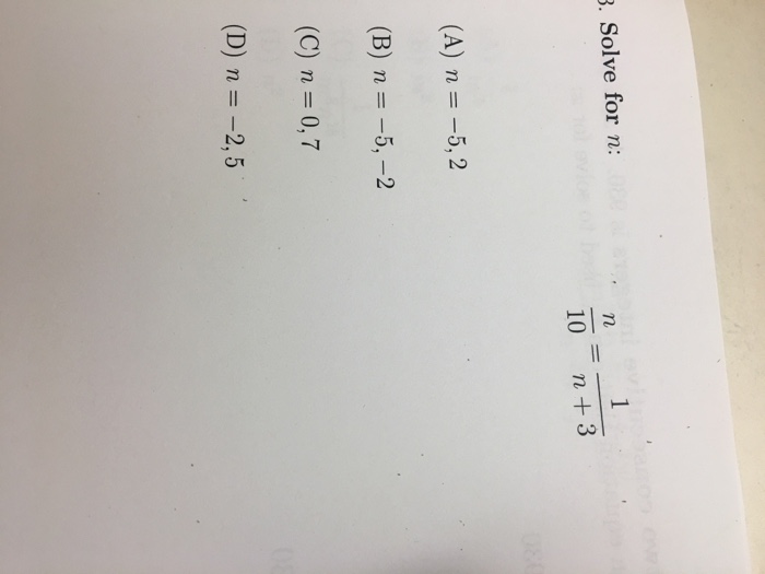 solve for n 25 n − 3 5 n 8