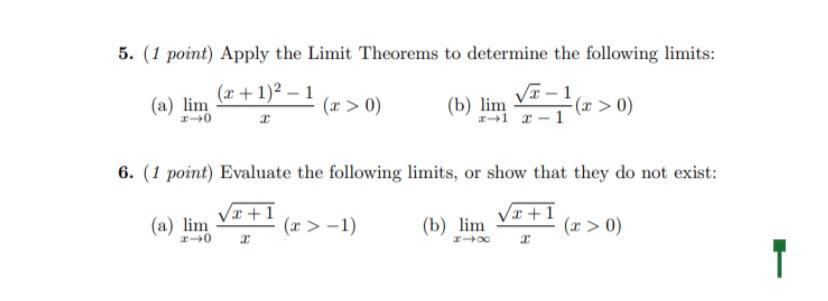 Solved 5. (1 Point) Apply The Limit Theorems To Determine | Chegg.com