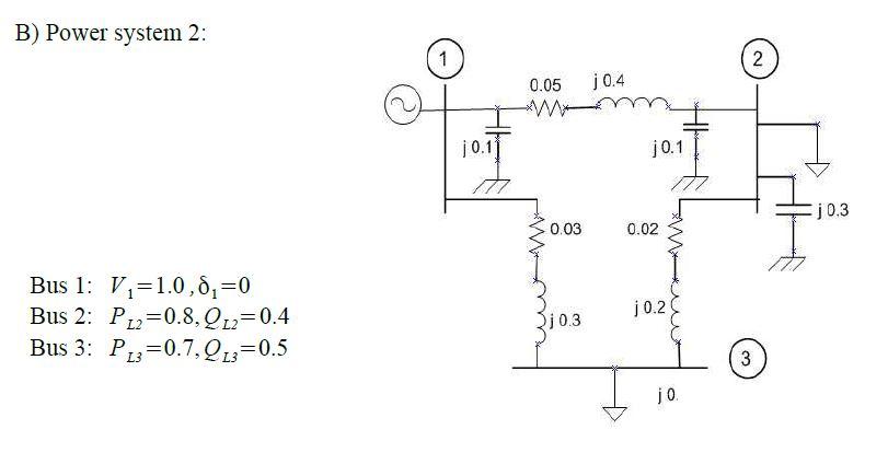 Solved B) Power System 2: 1 2 0.05 10.4 0.1 10.1 10.3 0.03 | Chegg.com