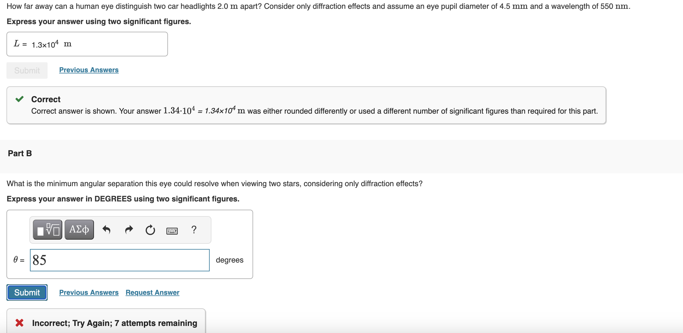 solved-how-far-away-can-a-human-eye-distinguish-two-car-chegg