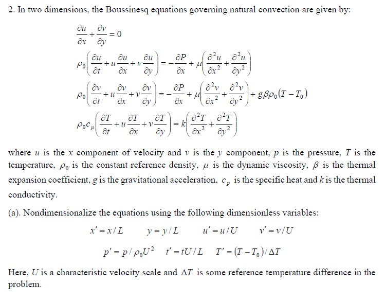 Solved 2 In Two Dimensions The Boussinesq Equations Gov Chegg Com
