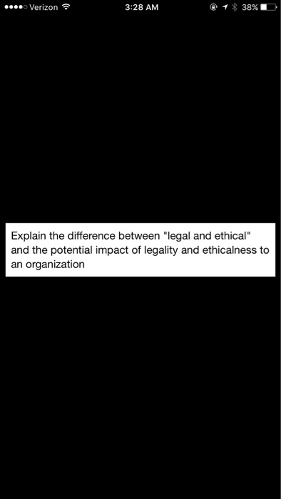 Solved Explain The Difference Between "legal And Ethical" | Chegg.com