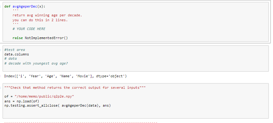 Pandas: Given the dataframe, calculate the average | Chegg.com