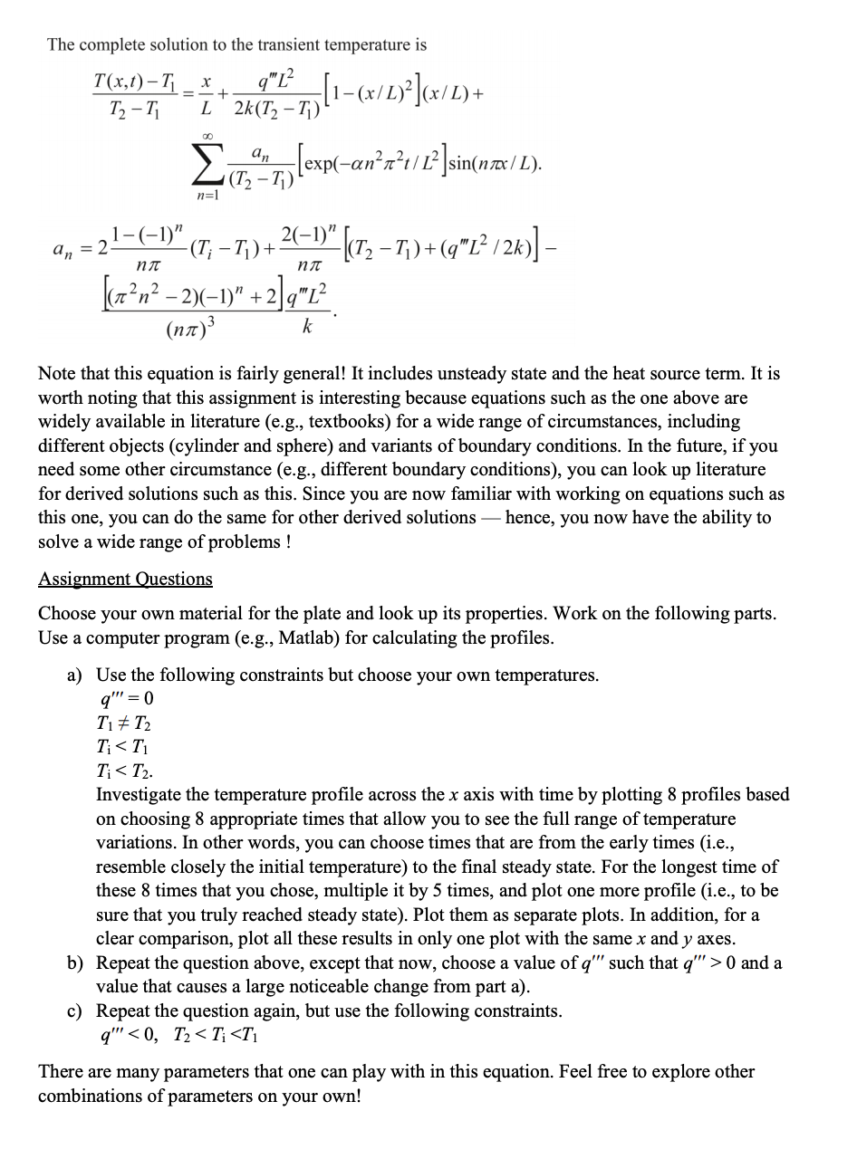 Solved CN2125 Heat and Mass Transfer Assignment Assignment 2 | Chegg.com