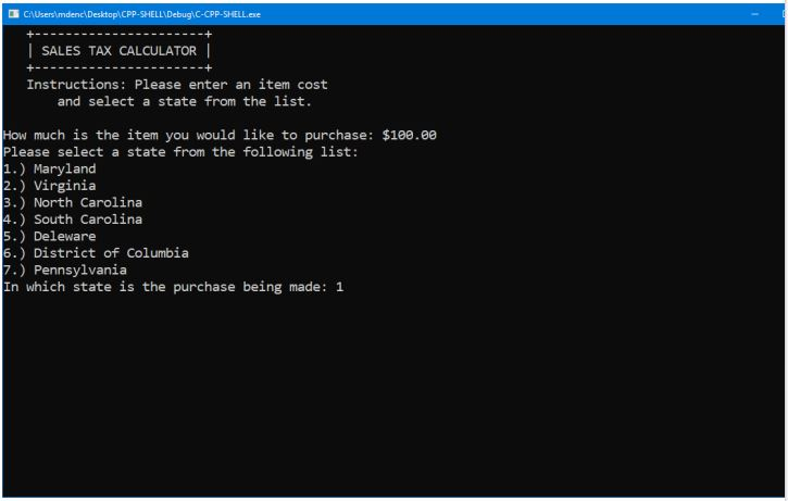 Solved Write a program that calculates sales tax for an item | Chegg.com