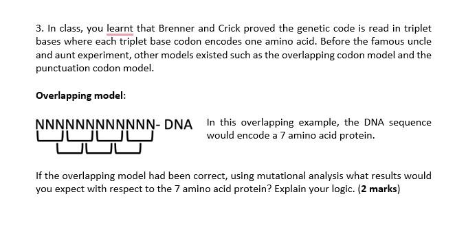 crick and brenner experiment explained