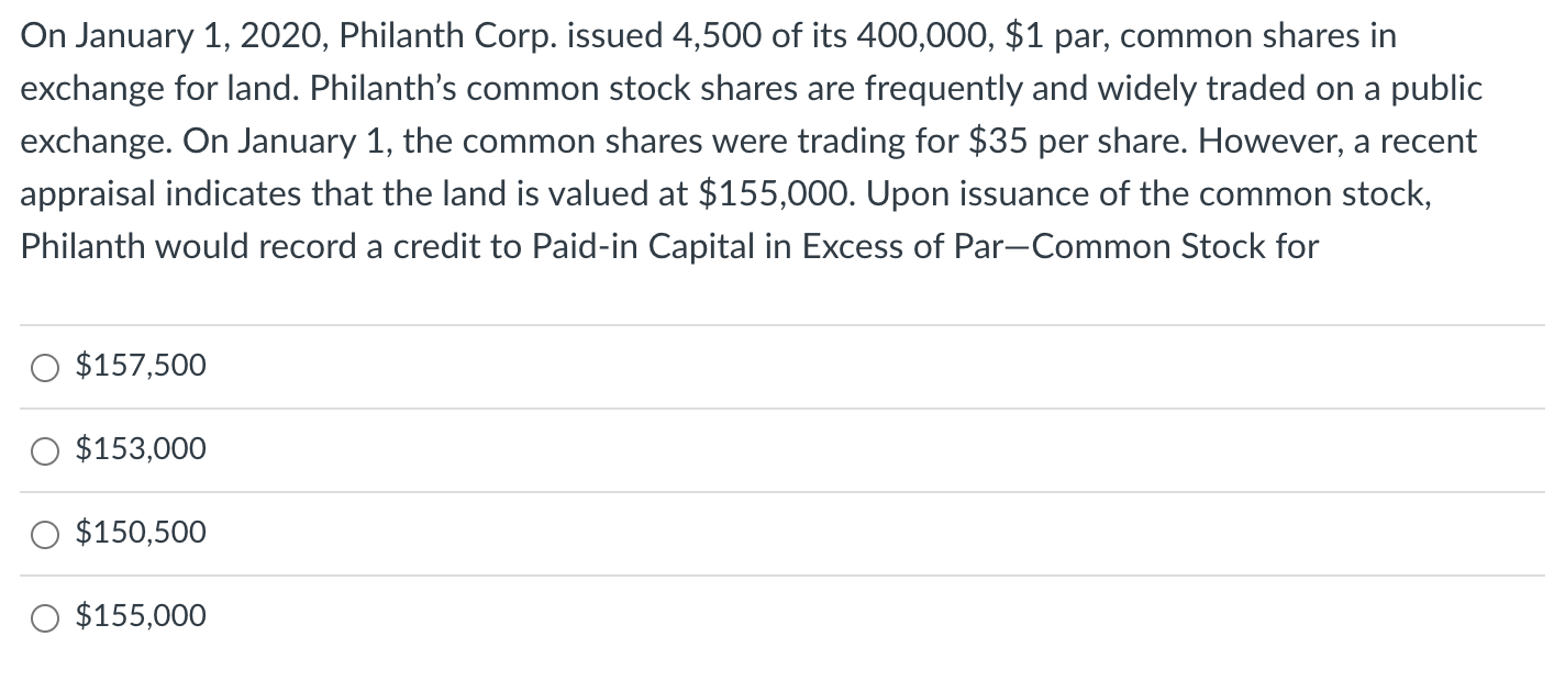 Solved On January 1,2020 , Philanth Corp. issued 4,500 of | Chegg.com