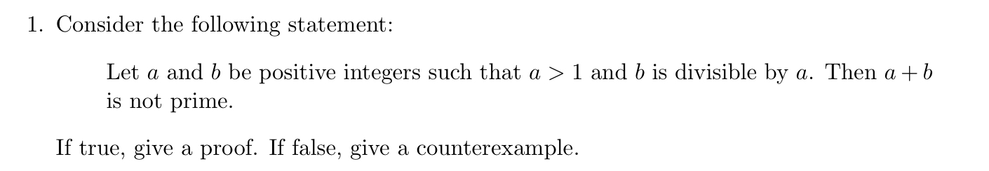 Solved Consider the following statement: Let a and b be | Chegg.com