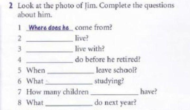 2 Look at the photo of ſim. Complete the questions | Chegg.com