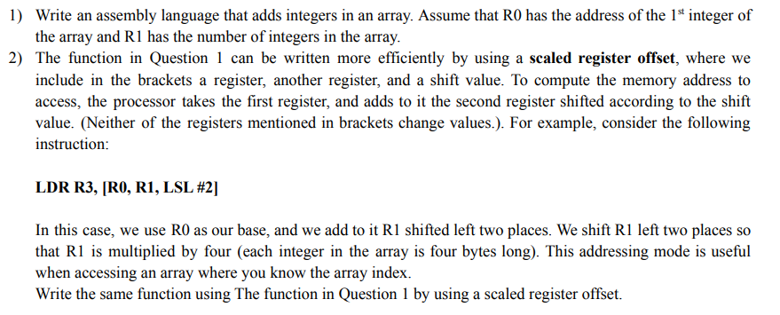 Solved 1) Write an assembly language that adds integers in | Chegg.com