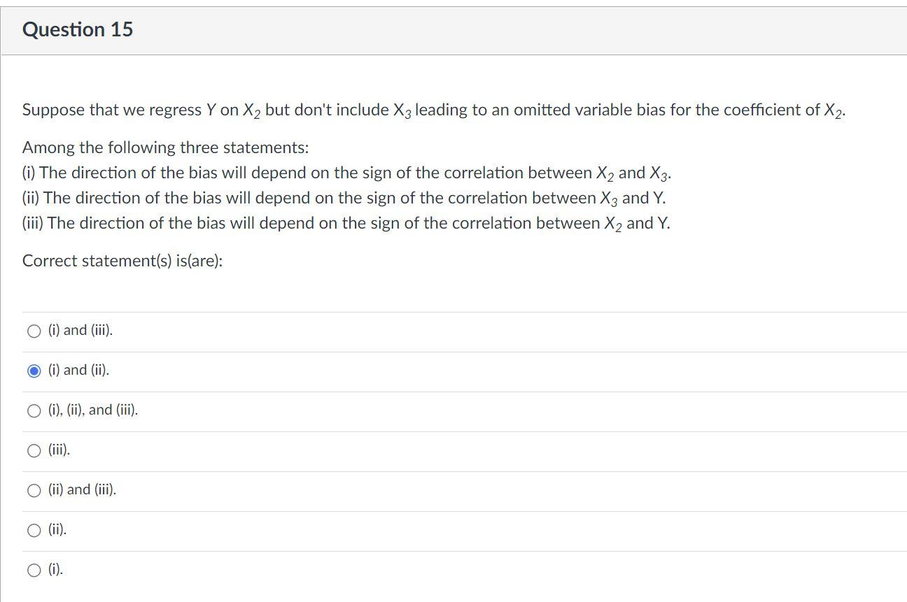 Solved Suppose that we regress Y on X2 but don't include X3 | Chegg.com image.