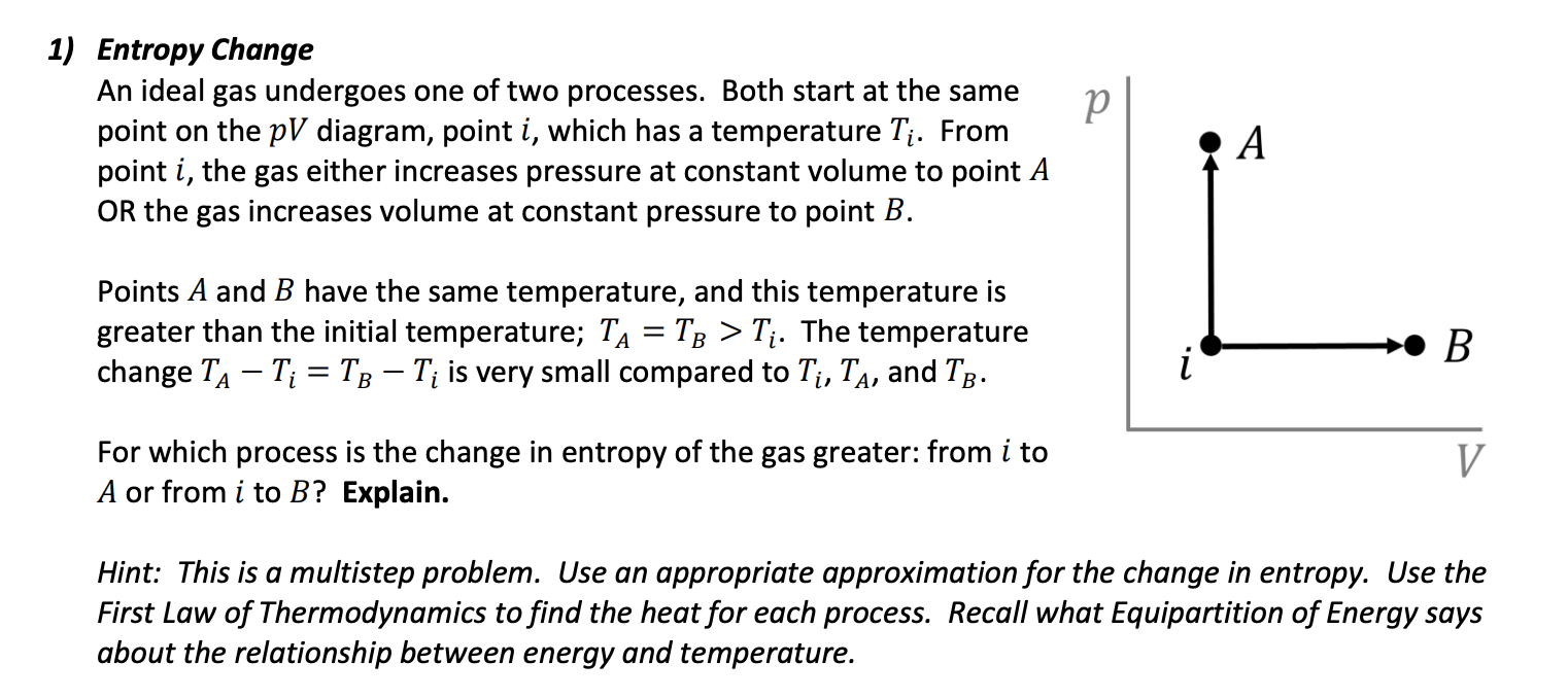 Solved р 1) Entropy Change An ideal gas undergoes one of two | Chegg.com