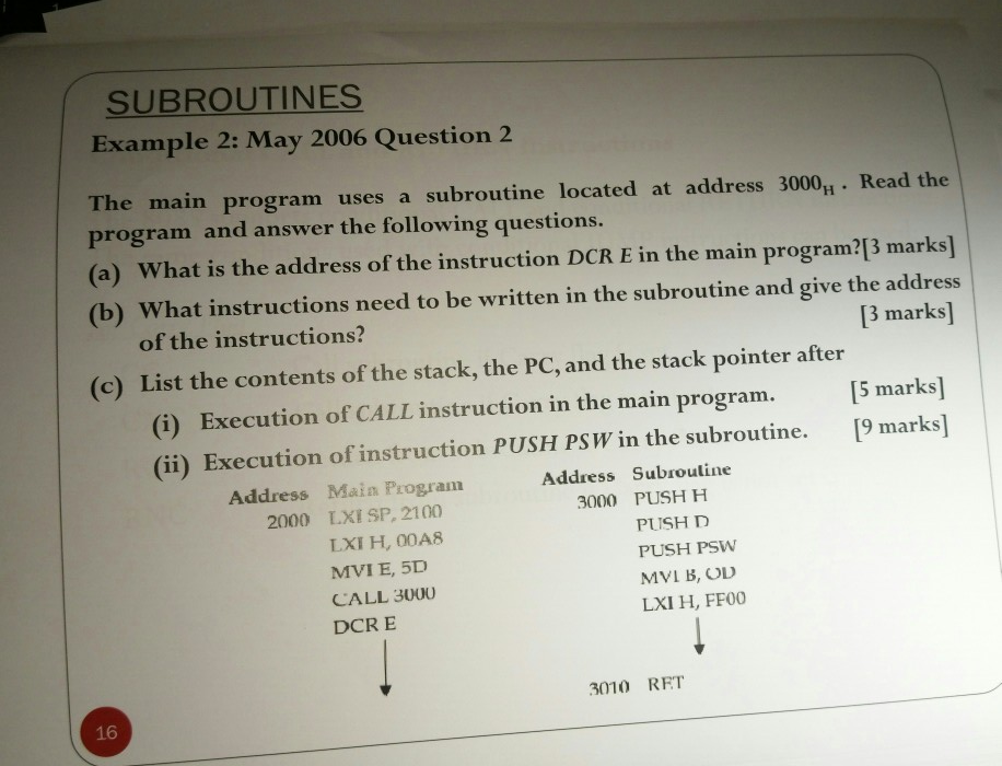 Solved SUBROUTINES Example 2: May 2006 Question 2 The main | Chegg.com