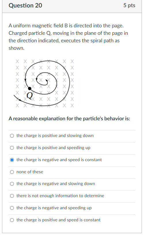 Solved Question 20 5 pts A uniform magnetic field B is | Chegg.com