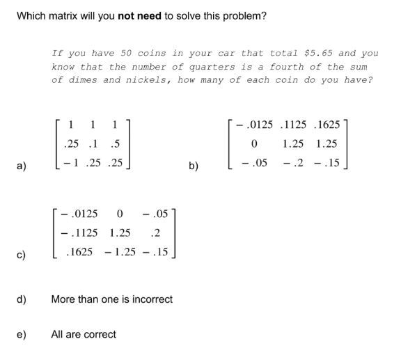 Number Matrix Problem Solved Which matrix will you not need to solve this problem? | Chegg.com