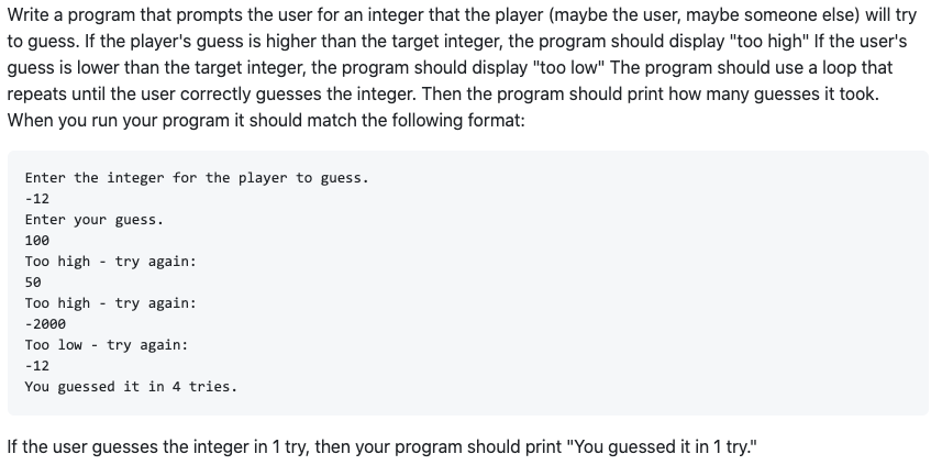 Solved Write a program that prompts the user for an integer | Chegg.com