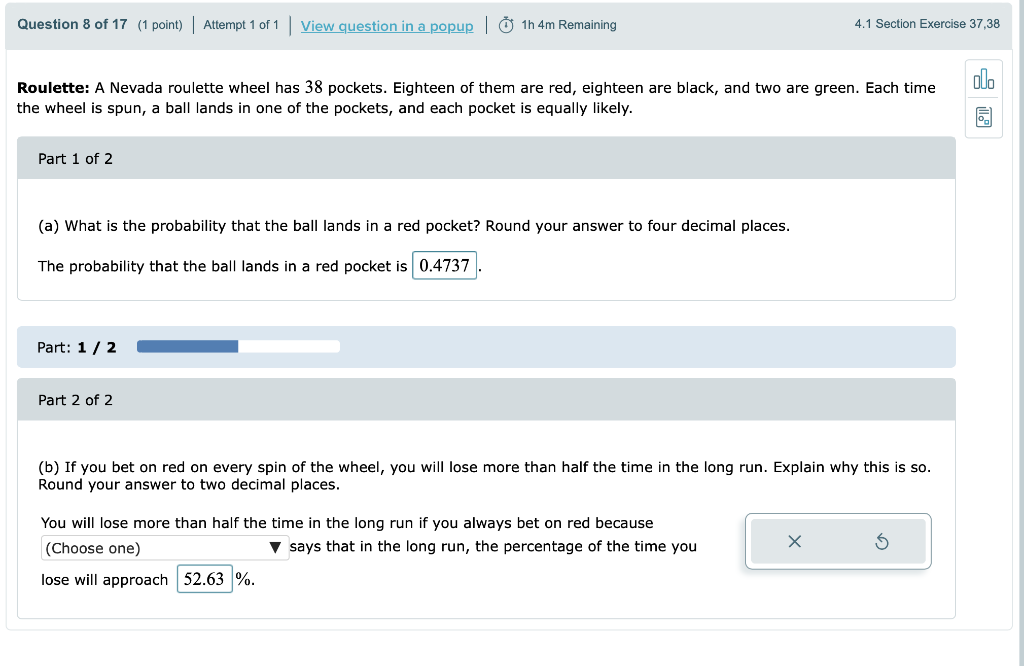 Solved B If You Bet On Red On Every Spin Of The Wheel You Chegg Com