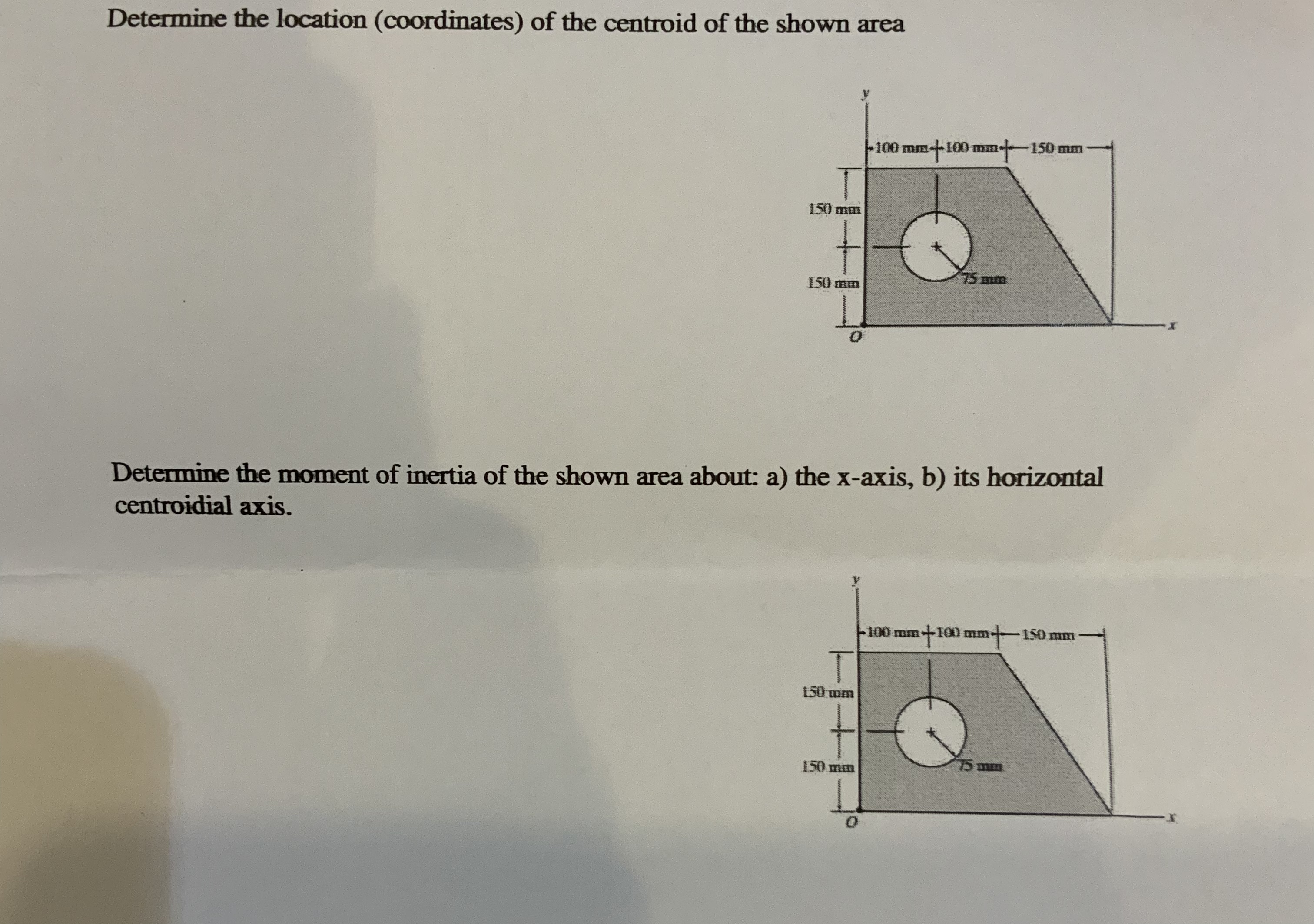Solved Determine the location (coordinates) of the centroid | Chegg.com