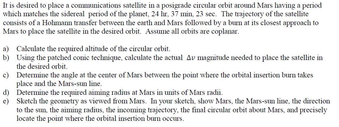 It is desired to place a communications satellite in | Chegg.com