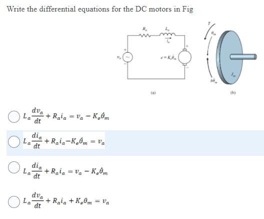 Solved Write the differential equations for the DC motors in | Chegg.com