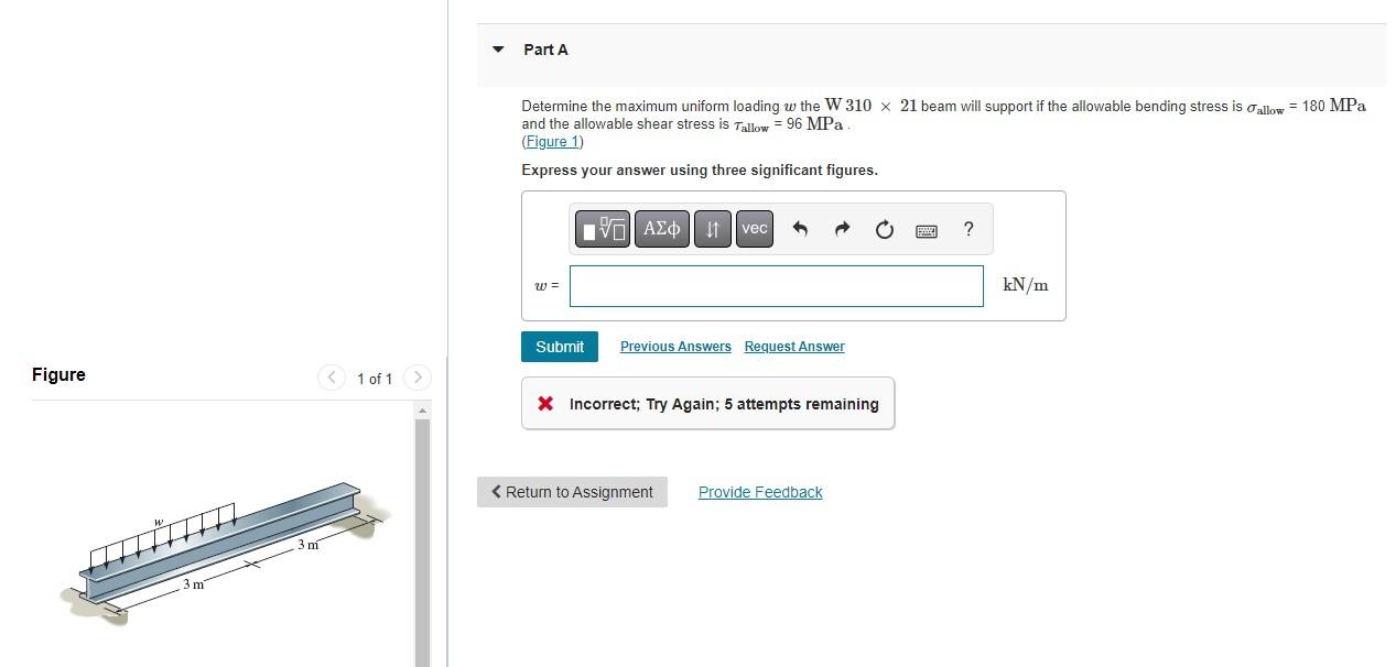 Solved Figure .3 m 3 m 1 of 1 Part A Determine the maximum | Chegg.com