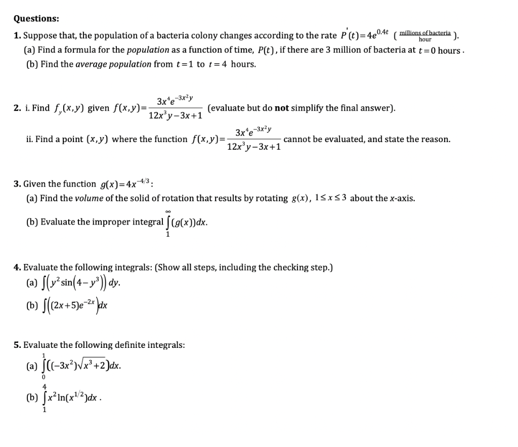 Solved Questions: 1. Suppose that, the population of a | Chegg.com