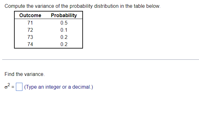 Solved Compute the variance of the probability distribution | Chegg.com