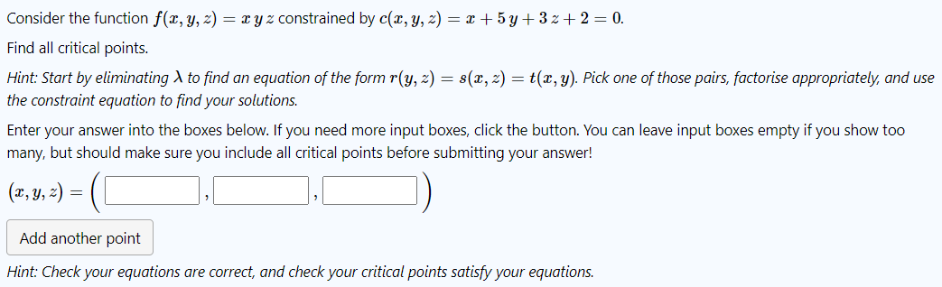 Solved Consider The Function F(x, Y, Z) = X Y Z Constrained | Chegg.com