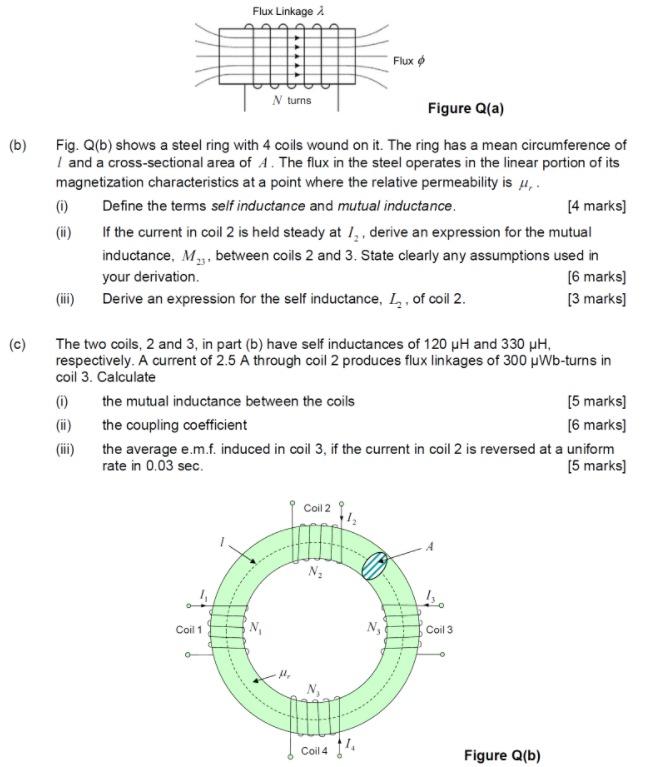 Solved Question 010202 (35 marks) (a) Fig Q(a) shows a coil | Chegg.com
