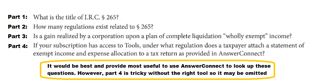 Part 1: What is the title of I.R.C. $ 265? Part 2: | Chegg.com