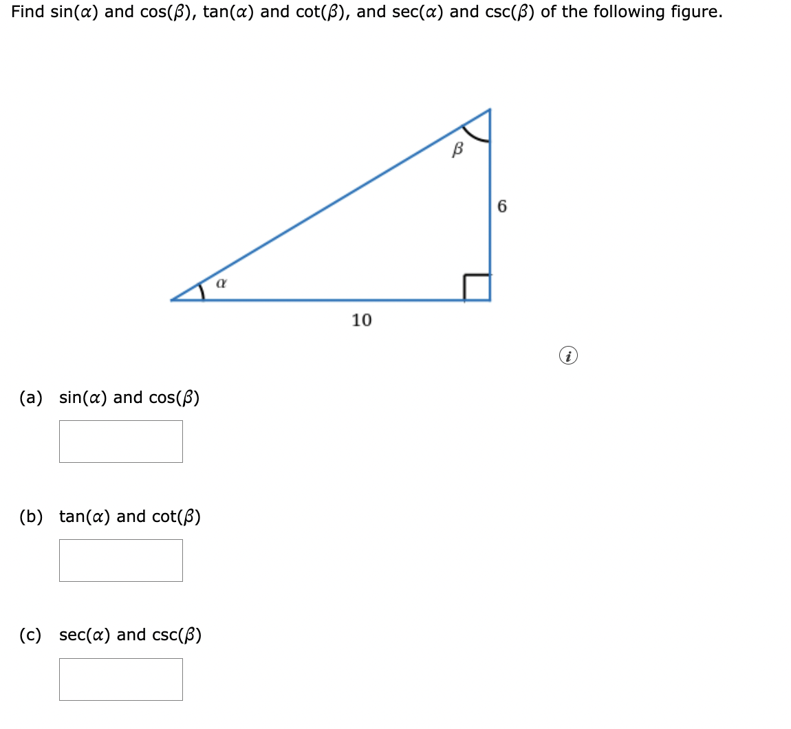 Solved Find sin(α) ﻿and cos(β),tan(α) ﻿and cot(β), ﻿and | Chegg.com