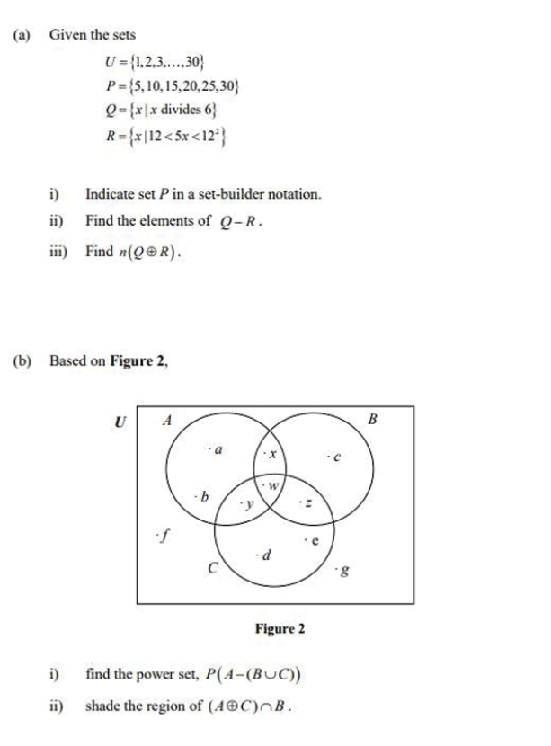 (a) Given the sets | Chegg.com