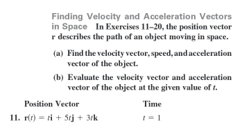 Solved Finding Velocity and Acceleration Vectors in Space In | Chegg.com