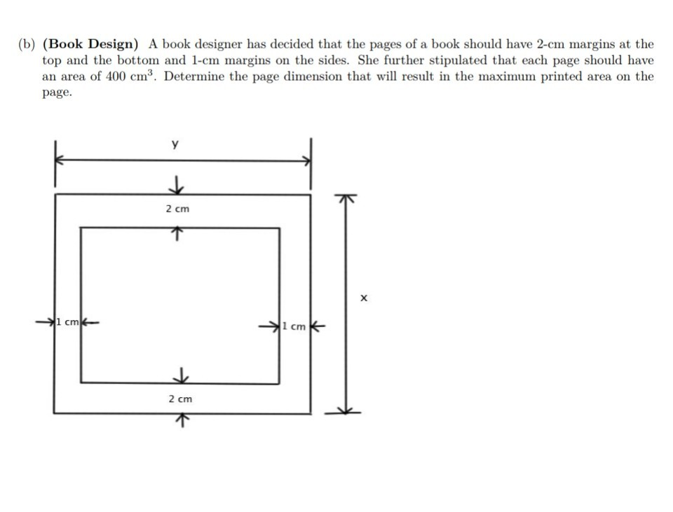 Solved (b) (Book Design) A Book Designer Has Decided That | Chegg.com