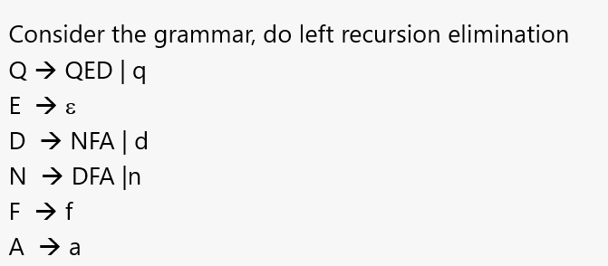 Solved Consider The Grammar, Do Left Recursion Elimination | Chegg.com