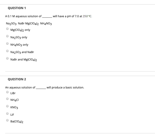 Solved: QUESTION 1 A 0.1 M Aqueous Solution Of __ Will Hav ... Solved: QUESTION 1 A 0.1 M Aqueous Solution Of __ Will Hav ...