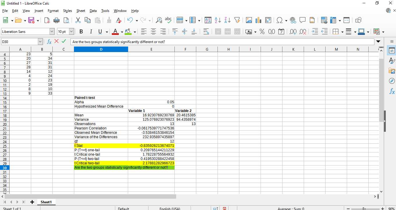 Solved Untitled 1 - LibreOffice Calc File Edit View Insert | Chegg.com