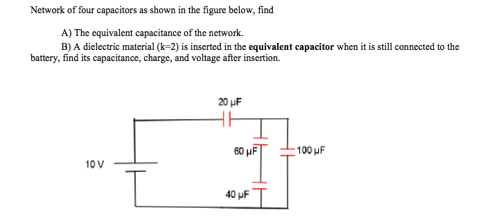 Solved Network of four capacitors as shown in the figure | Chegg.com