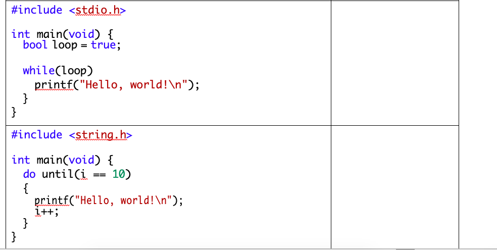 Solved Error Types For each of the C code snippets below, | Chegg.com